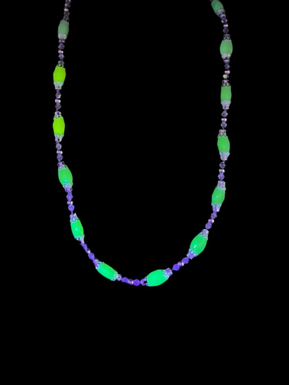 Handmade Uranium Glass Custard Glass Made With Reclaimed Beads 18"